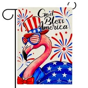 God Bless America Flamingo July 4th Patriotic Garden Flag Double Sided, 12x18